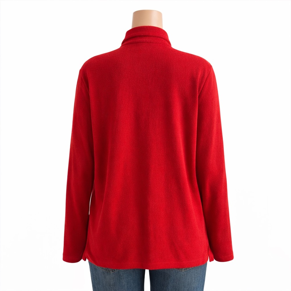 Karen Scott Petite XL Red Quarter Zip Mock Neck Cotton Knit Top NWT - Picture 9 of 11